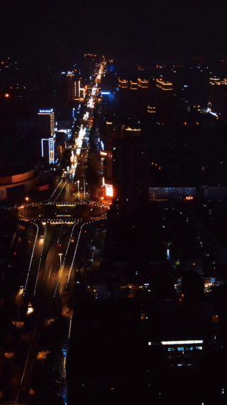 城市航拍湖南岳阳巴陵西路夜景火车站立交桥