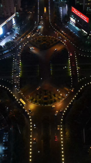 城市航拍湖南岳阳巴陵西路夜景火车站立交桥