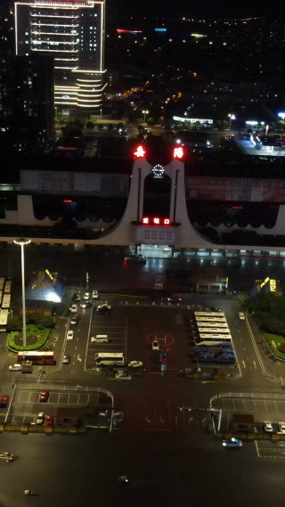 城市航拍湖南岳阳火车站
