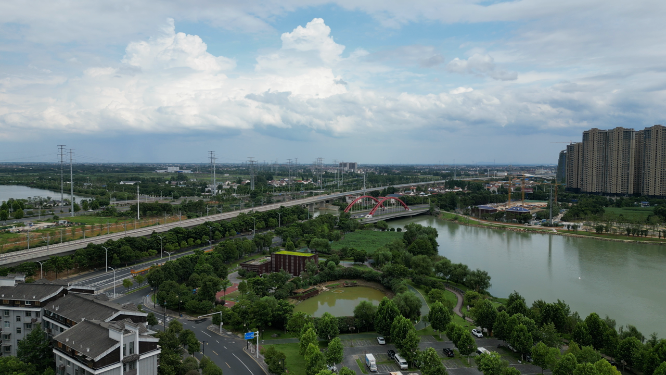 城市航拍湖南常德城市建设