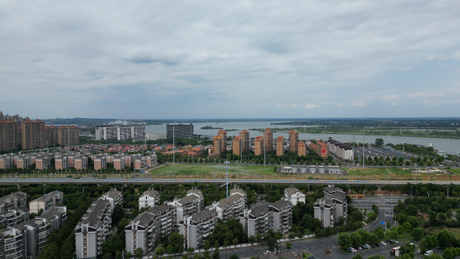 城市航拍湖南常德城市建设