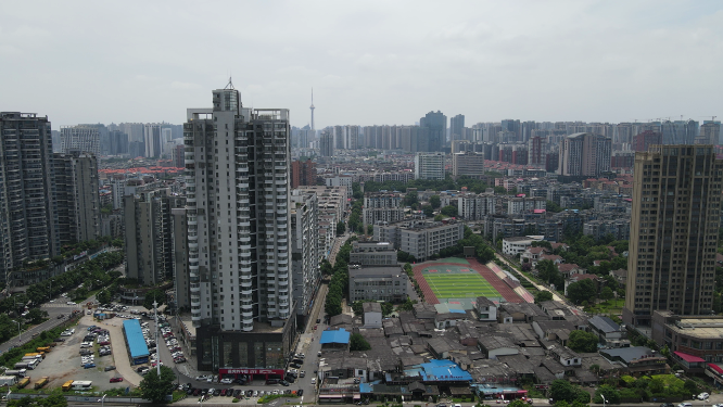 城市航拍湖南株洲城市风光天际线