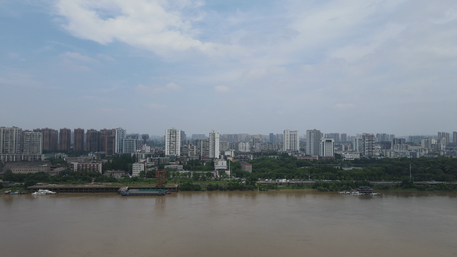 城市航拍湖南株洲城市风光天际线