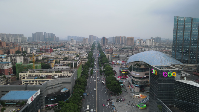 城市航拍湖南湘潭城市大道交通