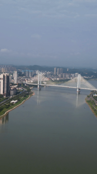 城市航拍湖南益阳九洲大桥