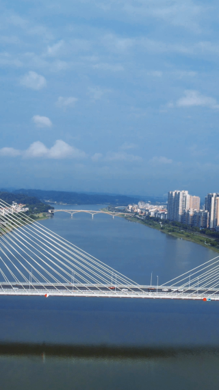 城市航拍湖南益阳九洲大桥