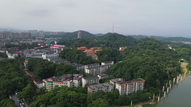 城市航拍湖南益阳会龙公园