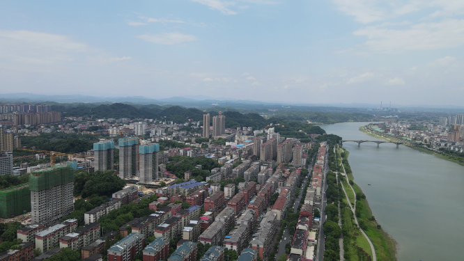 城市航拍湖南益阳城市全景