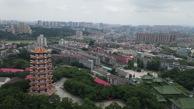 城市航拍湖南益阳城市建设