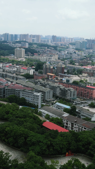 城市航拍湖南益阳城市风光竖屏