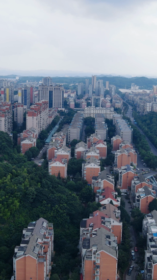 城市航拍湖南益阳城市风光竖屏