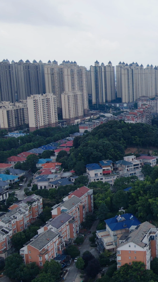 城市航拍湖南益阳城市风光竖屏