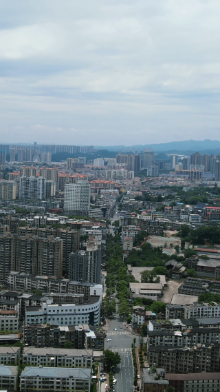 城市航拍湖南益阳城市风光竖屏