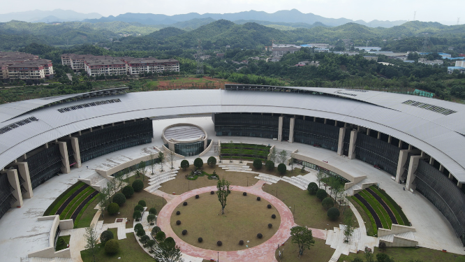 城市航拍湖南益阳市民中心