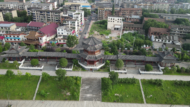 城市航拍湖南益阳文昌阁