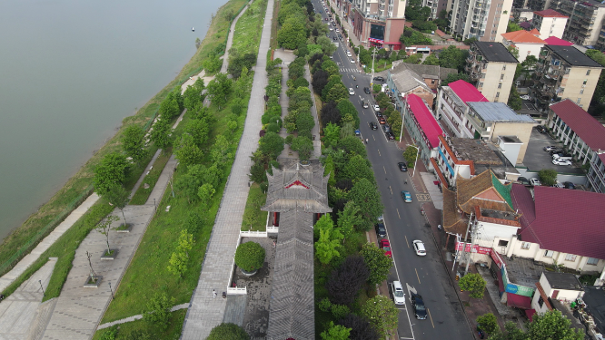 城市航拍湖南益阳文昌阁