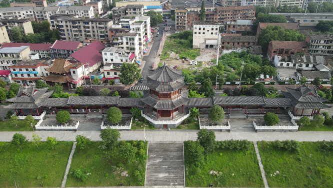 城市航拍湖南益阳文昌阁