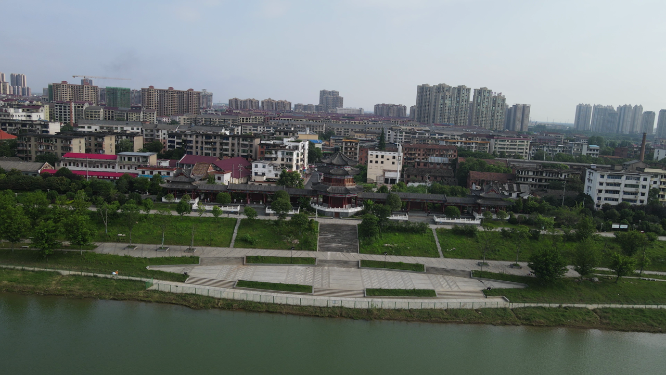 城市航拍湖南益阳文昌阁