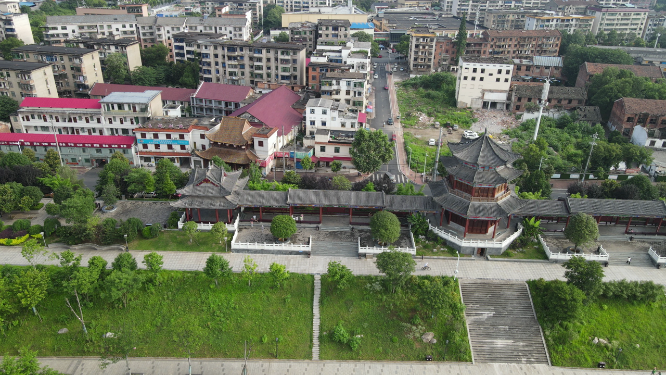 城市航拍湖南益阳文昌阁