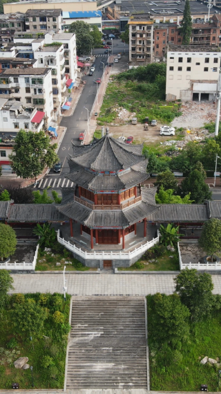 城市航拍湖南益阳文昌阁