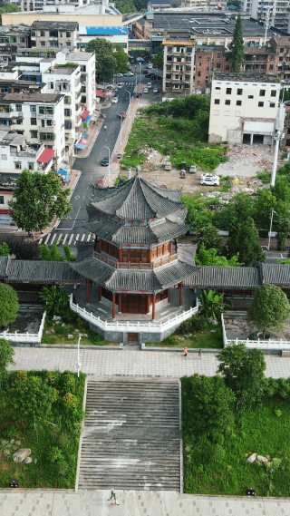 城市航拍湖南益阳文昌阁古建筑
