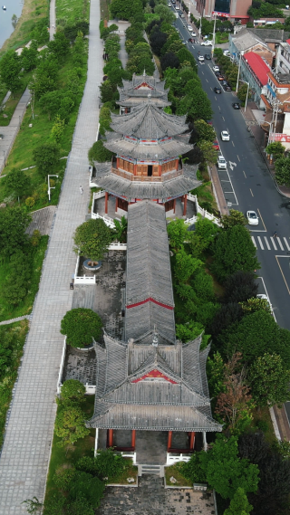 城市航拍湖南益阳文昌阁古建筑