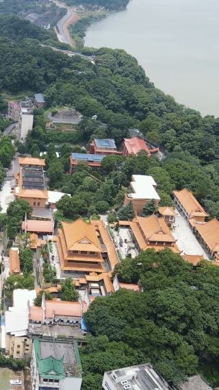 城市航拍湖南益阳白鹿寺 