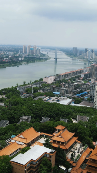 城市航拍湖南益阳白鹿寺 