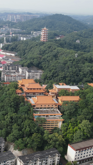 城市航拍湖南益阳白鹿寺 