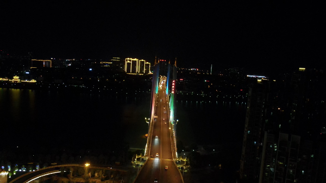 城市航拍湖南益阳资江九洲大桥