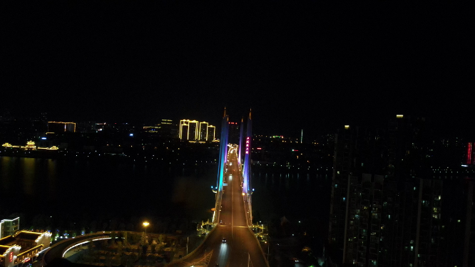 城市航拍湖南益阳资江九洲大桥
