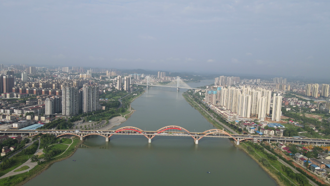 城市航拍湖南益阳资江二桥