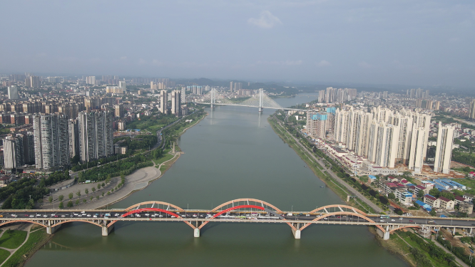 城市航拍湖南益阳资江二桥