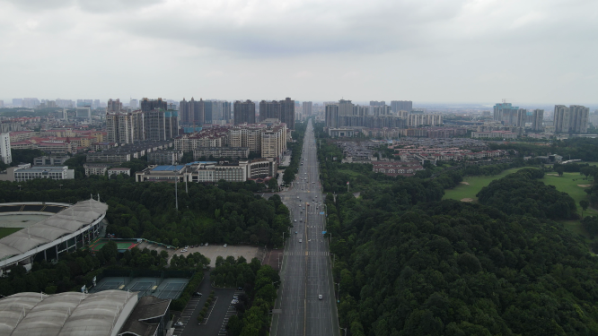 城市航拍湖南益阳龙洲南路 