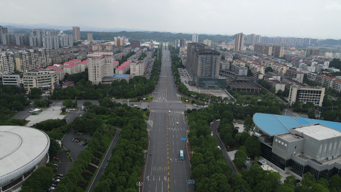 城市航拍湖南益阳龙洲南路 