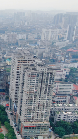 城市航拍湖南邵阳城市建设竖屏