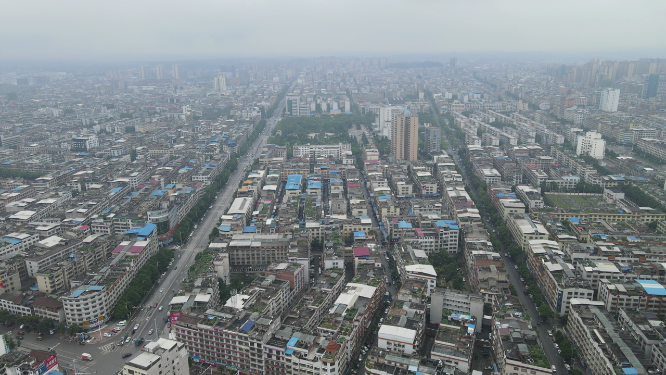 城市航拍湖南邵阳城市老城区