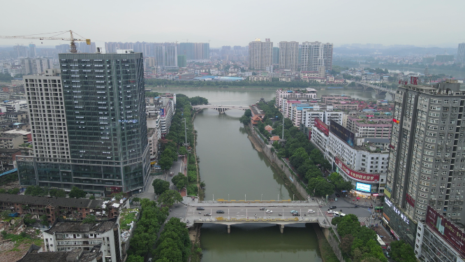 城市航拍湖南邵阳绍水大桥