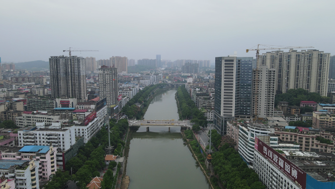 城市航拍湖南邵阳绍水大桥