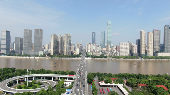 城市航拍湖南长沙中轴线五一大道天际线