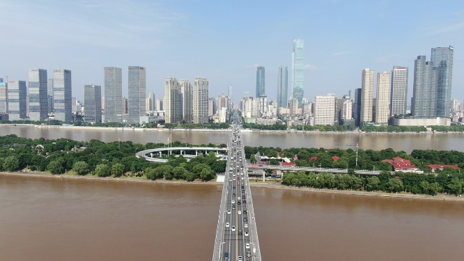 城市航拍湖南长沙中轴线五一大道天际线