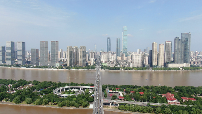 城市航拍湖南长沙中轴线五一大道天际线