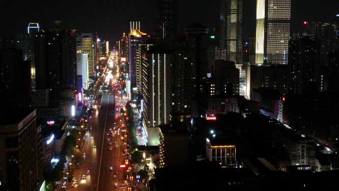 城市航拍湖南长沙城市夜景