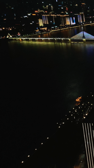 城市航拍湖南长沙城市夜景灯光竖屏