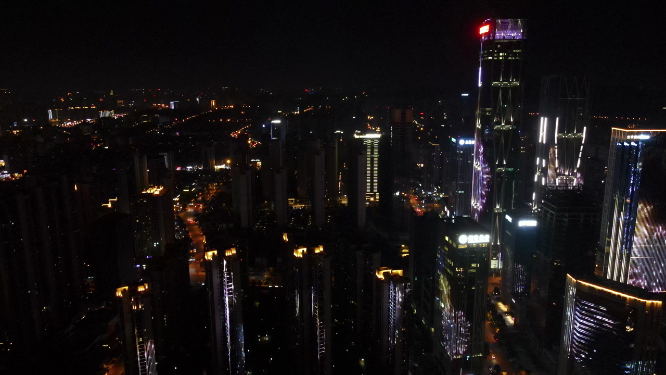 城市航拍湖南长沙河西金融城夜景