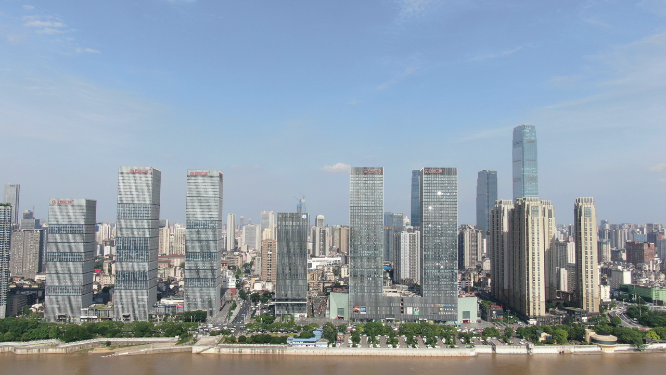 城市航拍湖南长沙湘江万达广场