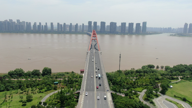 城市航拍湖南长沙湘江大桥航拍