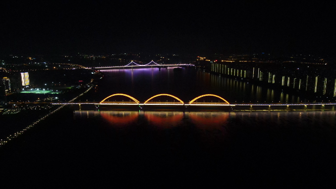 城市航拍湖南长沙福元路夜景灯光