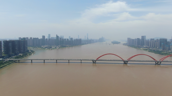 城市航拍湖南长沙福元路湘江大桥地标