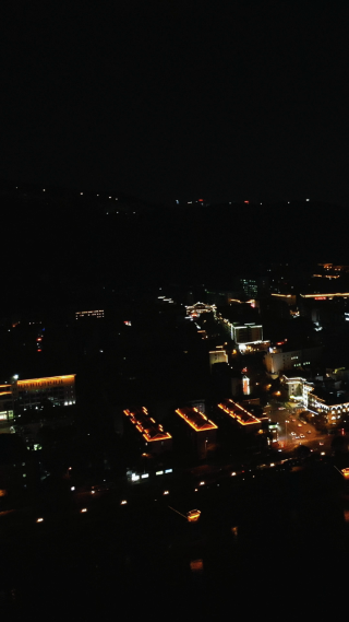 城市航拍湖南长沙溁湾镇夜景竖屏